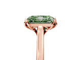 Rose gold Fancy Green Radiant Cut Diamond Solitaire Ring with Flower Prong Setting and Classic Band_86