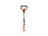 Rose gold Fancy Green Radiant Cut Diamond Solitaire Ring with Four-Prong Setting and Pavé Band_5