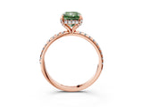 Rose gold Fancy Green Radiant Cut Diamond Solitaire Ring with Four-Prong Setting and Pavé Band_6