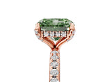 Rose gold Fancy Green Radiant Cut Diamond Solitaire Ring with Four-Prong Setting and Pavé Band_8