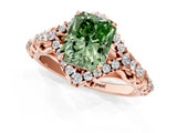 Rose gold Fancy Green Radiant Cut Diamond Solitaire Ring with Hidden Halo and Pavé Band_28