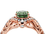 Rose gold Fancy Green Radiant Cut Diamond Solitaire Ring with Hidden Halo and Pavé Band_31