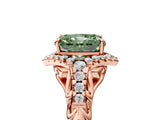 Rose gold Fancy Green Radiant Cut Diamond Solitaire Ring with Hidden Halo and Pavé Band_32