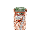 Rose gold Fancy Green Radiant Cut Diamond Solitaire Ring with Milgrain Pavé Band and Four-Prong Setting_158