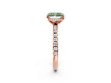 Rose gold Fancy Green Radiant Cut Diamond Solitaire Ring with Pavé Band and Four-Prong Setting_60