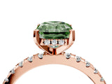 Rose gold Fancy Green Radiant Cut Diamond Solitaire Ring with Pavé Band and Four-Prong Setting_62