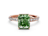 Rose gold Fancy Green Radiant Cut Diamond Solitaire Ring with Pavé Band and Hidden Halo_20
