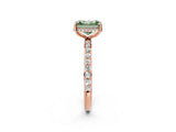 Rose gold Fancy Green Radiant Cut Diamond Solitaire Ring with Pavé Band and Hidden Halo_22