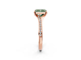 Rose gold Fancy Green Radiant Cut Diamond Solitaire Ring with Pavé Band and Prong Setting_14