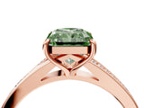 Rose gold Fancy Green Radiant Cut Diamond Solitaire Ring with Pavé Band and Prong Setting_16