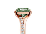 Rose gold Fancy Green Radiant Cut Diamond Solitaire Ring with Pavé Band and Prong Setting_17