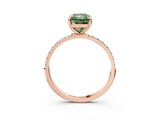 Rose gold Fancy Green Radiant Cut Diamond Solitaire Ring with Pave Band and Four Prong Setting_75