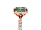 Rose gold Fancy Green Radiant Cut Diamond Solitaire Ring with Pave Band and Four Prong Setting_77