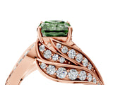 Rose gold Fancy Green Radiant Cut Diamond Solitaire Ring with Prong Setting and Twisted Pavé Band_4