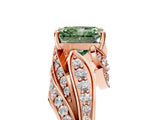 Rose gold Fancy Green Radiant Cut Diamond Solitaire Ring with Prong Setting and Twisted Pavé Band_5