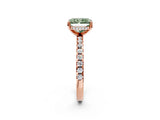 Rose gold Fancy Green Radiant Cut Diamond Solitaire Ring with Round  Pavé Band and Four-Prong Setting_46