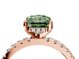 Rose gold Fancy Green Radiant Cut Diamond Solitaire Ring with Round  Pavé Band and Four-Prong Setting_48