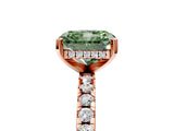 Rose gold Fancy Green Radiant Cut Diamond Solitaire Ring with Round  Pavé Band and Four-Prong Setting_49