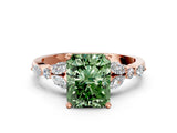 Rose gold Fancy Green Radiant Cut Diamond Solitaire Ring with Side Stones and Four-Prong Setting_56