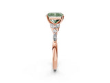 Rose gold Fancy Green Radiant Cut Diamond Solitaire Ring with Side Stones and Four-Prong Setting_58