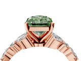 Rose gold Fancy Green Radiant Cut Diamond Solitaire Ring with Side Stones and Four-Prong Setting_60