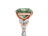 Rose gold Fancy Green Radiant Cut Diamond Solitaire Ring with Side Stones and Four-Prong Setting_61