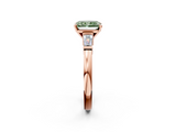 Rose gold Fancy Green Radiant  Cut Diamond Solitaire Ring with Tapered Baguette Accents and Four-Prong Setting_77