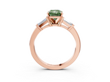 Rose gold Fancy Green Radiant  Cut Diamond Solitaire Ring with Tapered Baguette Accents and Four-Prong Setting_78