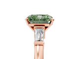 Rose gold Fancy Green Radiant  Cut Diamond Solitaire Ring with Tapered Baguette Accents and Four-Prong Setting_80