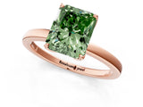 Rose gold Fancy Green Radiant Cut Diamond Solitaire Ring with Thin Band and Prong Setting_13