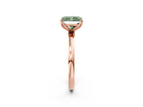 Rose gold Fancy Green Radiant Cut Diamond Solitaire Ring with Thin Band and Prong Setting_14