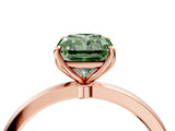 Rose gold Fancy Green Radiant Cut Diamond Solitaire Ring with Thin Band and Prong Setting_16