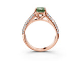 Rose gold Fancy Green Radiant Cut Diamond Solitaire Ring with Three-Row Pavé Band and Four-Prong Setting_39