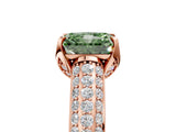 Rose gold Fancy Green Radiant Cut Diamond Solitaire Ring with Three-Row Pavé Band and Four-Prong Setting_41