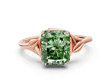 Rose gold Fancy Green Radiant Cut Diamond Solitaire Ring with Twist Band and Four-Prong Setting_73