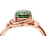 Rose gold Fancy Green Radiant Cut Diamond Solitaire Ring with Twist Band and Four-Prong Setting_77