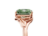 Rose gold Fancy Green Radiant Cut Diamond Solitaire Ring with Twist Band and Four-Prong Setting_78