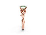 Rose gold Fancy Green Radiant Cut Diamond Solitaire Ring with Twisted Band and Prong Setting_206