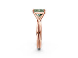 Rose gold Fancy Green Radiant Cut Diamond Solitaire Twist Band Prong Setting Ring_57