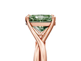 Rose gold Fancy Green Radiant Cut Diamond Solitaire Twist Band Prong Setting Ring_60