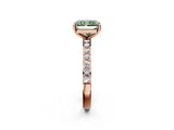 Rose gold Fancy Green Radiant  Cut Diamond Solitaire with Pave Band and Four-Prong Setting 3