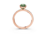 Rose gold Fancy Green Radiant  Cut Diamond Solitaire with Pave Band and Four-Prong Setting 4