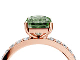Rose gold Fancy Green Radiant  Cut Diamond Solitaire with Pave Band and Four-Prong Setting 5