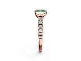 Rose gold Fancy Green Radiant  Cut Diamond Solitaire with Pave Band and Four-Prong Setting_145