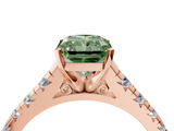 Rose gold Fancy Green Radiant  Cut Diamond Solitaire with Pave Band and Four-Prong Setting_147