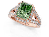 Rose gold Fancy Green Radiant Cut Diamond Split Shank Halo Ring with Four-Prong Setting_58