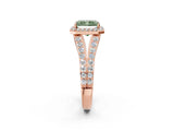 Rose gold Fancy Green Radiant Cut Diamond Split Shank Halo Ring with Four-Prong Setting_59