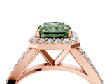 Rose gold Fancy Green Radiant Cut Diamond Split Shank Halo Ring with Four-Prong Setting_61