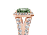Rose gold Fancy Green Radiant Cut Diamond Split Shank Halo Ring with Four-Prong Setting_62