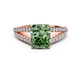 Rose gold Fancy Green Radiant Cut Diamond Split Shank Pavé Engagement Ring with Four-Prong Setting_74